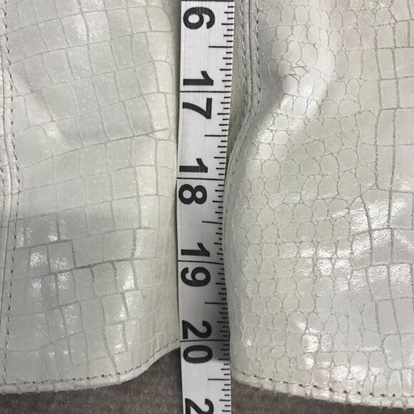 Leather Blazer Womens 6 Green Croc-Embossed One Button Ltweight Y2K Metrostyle - Picture 3 of 11